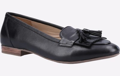 Hush Puppies Marissa Tassel Leren Zwarte Instappers Voor Dames