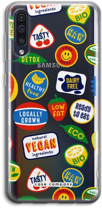 Case Company® - Hoesje geschikt voor Samsung Galaxy A50 hoesje - Fruitsticker - Soft Cover Telefoonhoesje - Bescherming aan alle Kanten en Schermrand