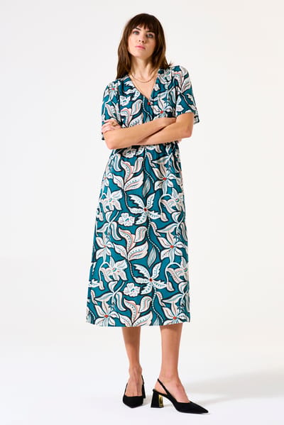 Garcia Ladies Dress Blue Lagoon Maat: S | Midi Jurken Outlet | Dames | Blauw