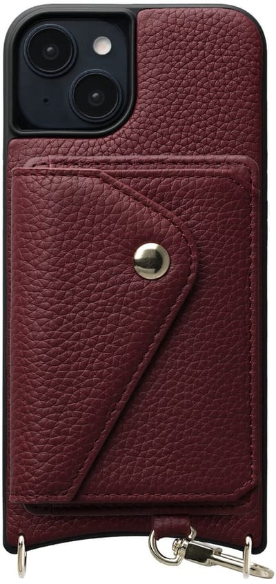 AVY Leren Hoesje Geschikt voor Apple iPhone 14 / 13 | Met Magnetische Kaarthouder | Compatibel met MagSafe | Leather Case met Wallet | Burgundy