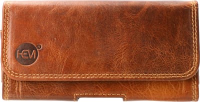 HEM (Rund) Leer Broekriem Hoesje - Geschikt voor iPhone 14/15 - Country Bruin - Broekriem Telefoonhoesje