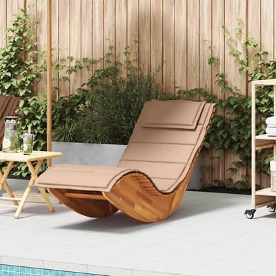 Schommel ligstoel - Tuinstoel liggend - Buiten relaxen - Robuust acaciahout - 154 cm lengte - Beige