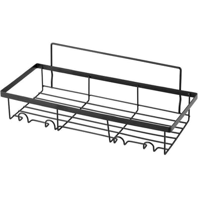 Gatvrij Badkamer Opbergrek Smeedijzeren Badkamer Toiletartikelen Wandgemonteerd Opbergrek 2PCS black