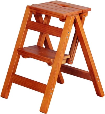 Houten Opstap Kruk - Opstapladder Voetenbank - Hoge Objecten Bereiken - Opvouwbaar en Compact - 2 Treden - Niet gespecificeerd