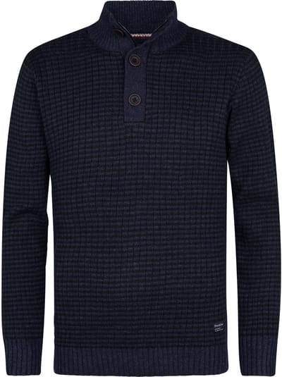 Petrol Industries - Heren Gebreide Trui Cheyenne - Blauw - Maat M