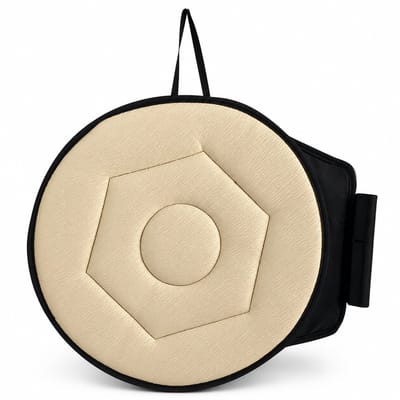 Draaibaar Autokussen - 360 Graden Roterend Zitkussen met Veiligheidsgordel Gesp - Ademend & Ergonomisch Stoelkussen voor Auto, Vrachtwagen en Thuis - Beige