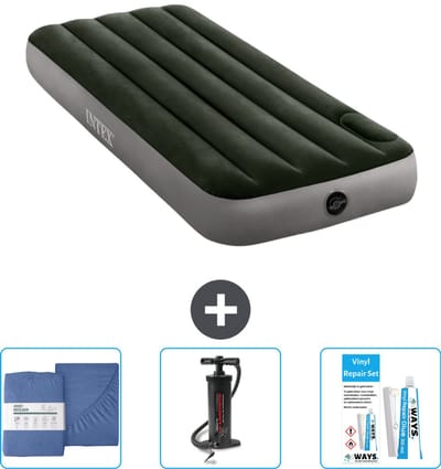 Intex Luchtbed - 1-Persoons - 76 x 191 x 25 cm - Groen - Inclusief Hoeslaken - Pomp en Reparatieset
