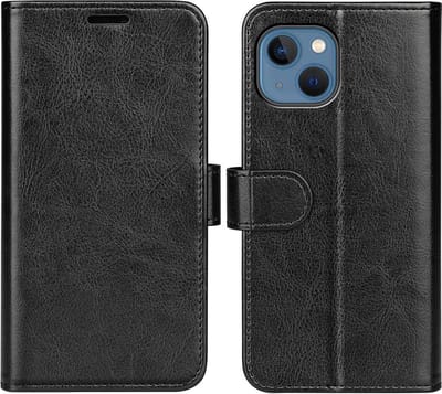 iPhone 14 Wallet Bookcase Hoesje met Pasjeshouder - Zwart