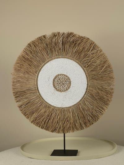 Raffia-en Kralen Decoratie op Standaard - Suze - 40CM