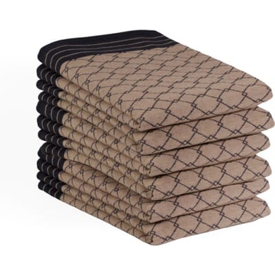 DoubleDry Luxe Theedoeken Set - 6 Stuks - 50x70 cm - 100% Katoen - Hoge Absorptie & Duurzaam - Deluxe, Beige