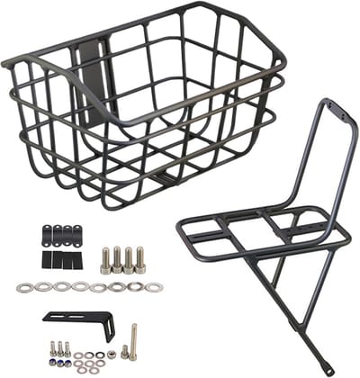 Metalen Fietsmand - Fietsrek Mand - Boodschappen Vervoeren - Robuuste Aluminium Constructie - 35 x 25 x 20.5 cm - Zwart