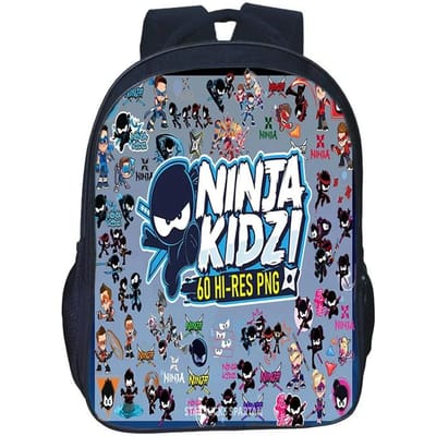 NINJA KIDZ Student Cartoon 3D Print Rugzak Jongen Meisje Casual Dubbele Schooltas Polyester Waterdichte Rugzak DIY Gepersonaliseerde Rugzakken NINJA KIDZ backbag