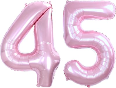 Ballon Cijfer 45 Jaar Roze Helium Ballonnen Verjaardag Versiering Cijfer Ballon Feest Versiering Met Rietje - 86Cm