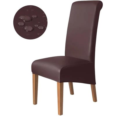1 stuks PU Leer Waterdichte Eetkamerstoelhoezen Effen Kleur Elastische Grote Stoelhoes Anti-vuil Stoelhoezen Afneembaar 1pc chair cover