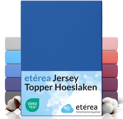 etérea Topper Jersey Hoeslaken 90x200 - 100x200 cm Oekotex Made in Green - 100% katoen - Blauw