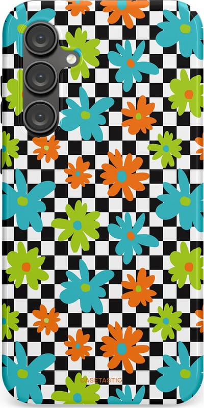 Casetastic Hoesje Geschikt voor Samsung S23 FE - Stijlvolle Beschermende Duo-layer Case - Retro Bloem Power