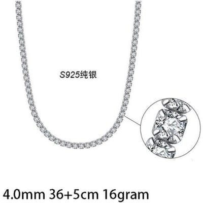 S925 Sterling Zilver Echte 100 % Tennis Ketting Fijne Zirkonia Dames Ketting Choker Luxe Dames Sieraden Om De Hals Huwelijksgeschenk gray
