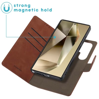 imoshion Hoesje - Geschikt voor Samsung Galaxy S25 Ultra - Uitneembare 2-in-1 Luxe Bookcase - Bruin