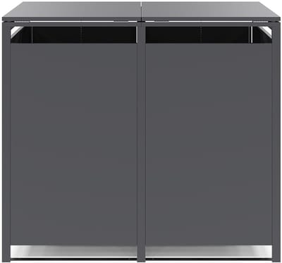 Vente-unique Afvalcontainerberging van gegalvaniseerd staal antracietgrijs - 0,6 mm - 2 afvalbakken van 240L - L132 x B80 x H116 cm - LOKAFA