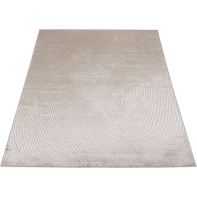 Vloerkleed Highlands Natural 69 - 160 x 230 cm - Luxe Viscose Design Vloerkleed met Grafisch Golfpatroon