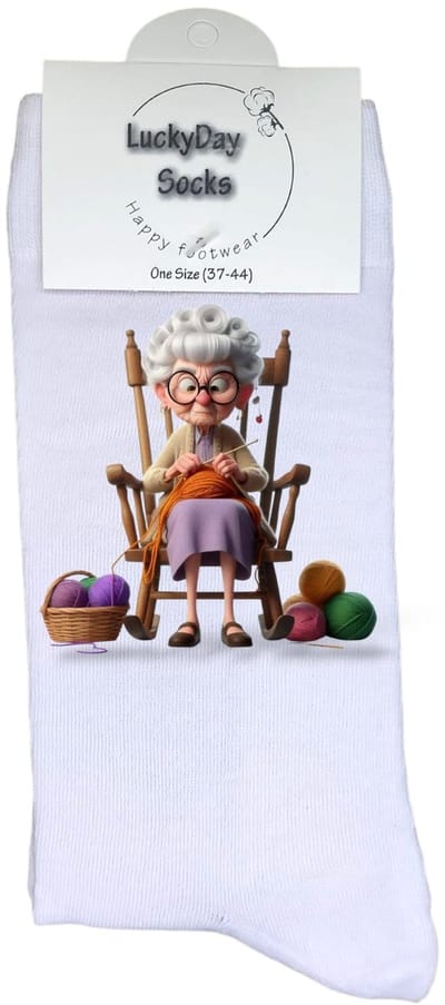 Luckyday Socks - Unisex sokken - Oma schommelstoel - cadeau sokken - Maat 37-44