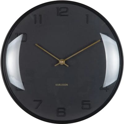 Karlsson Wandklok Fuerte Dome - Zwart - 30.5x30.5x30.5cm - Wandklok Modern