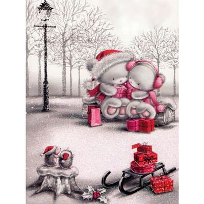Diamant peinture point de croix ours de noël diamant broderie bricolage décor diamant mosaïque strass 20X30CM white