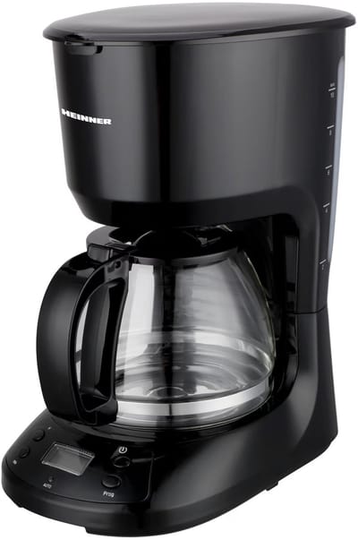 Heinner Compact Koffiezetapparaat 1,25L – 750W – Nylon Filter – Anti-Drup & Warmhoudfunctie – Automatische Uitschakeling – Zwart – LCD Display