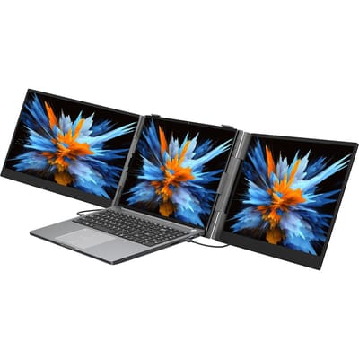 Blackview DCM6 Triple Laptop Schermverlenger, 14  1080P FHD IPS Draagbaar Extern Scherm, Twee Kabels USB C, Plug & Play, Compatibel met Windows/Mac grijze kleur