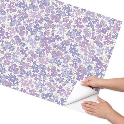 Coloray Meubel Wrap Folie - Paars Meubelfolie - 75x150 cm - Wrapfolie Keuken Kleurrijke bloemen - Decoratiefolie - Modern Meubelfolie - Meubel Wrap Folie - Woonkamer decoratie - Bloemen en planten