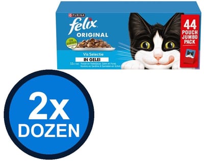 2x Felix - Original In Gelei Vis Selectie Multipack - Kattenvoer Natvoer - 3.74 kg