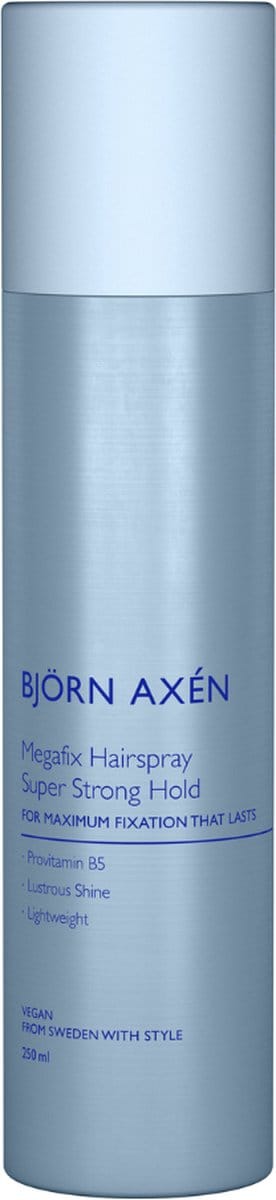 Björn Axén Megafix Hairspray Super Strong Hold 250 ml – Extra Sterke Hold Styling Spray Voor Langdurige Fixatie – Behoudt Volume & Body, Pluisvrij & Niet Plakkerig – Perfect Voor Creëerbare & Stevige Looks – Vegan & Dermatologisch Getest