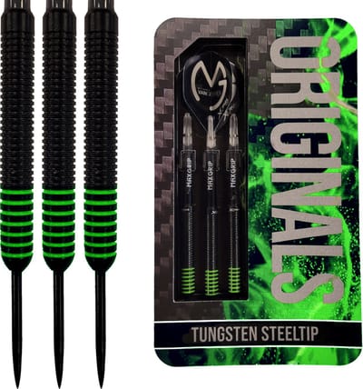 Darts Set - Michael van Gerwen Black-Green Originals - 23 gram - 90% tungsten - dartpijlen