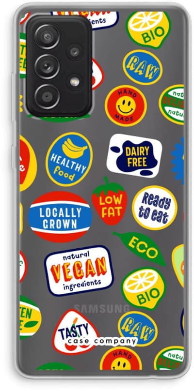 Case Company® - Hoesje geschikt voor Samsung Galaxy A52s 5G hoesje - Fruitsticker - Soft Cover Telefoonhoesje - Bescherming aan alle Kanten en Schermrand