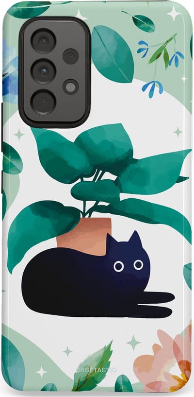 Casetastic hoesje geschikt voor Samsung Galaxy A53 (2022) 5G - Dubbellaagse bescherming - Plantenkat - Fashion Case - Lichtgrijs Turquoise Wit Mintgroen