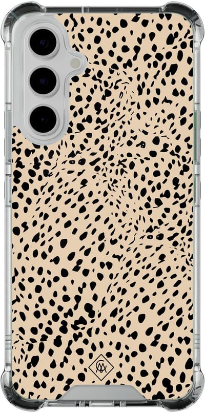 Casimoda® hoesje - Geschikt voor Samsung Galaxy A54 - Stippen bruin abstract - Shockproof case - Extra sterk - TPU/polycarbonaat - Bruin/beige, Transparant
