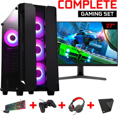 ScreenON - Gaming Set - X100128 - V2 (GamePC.X100128 + 27 Inch Monitor + Toetsenbord + Muis, Controller, Headset & Muismat) + WiFi & Bluetooth