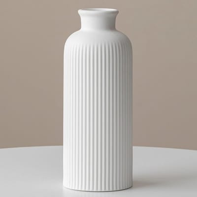 SnelShoppen - Elegante Ceramic Vase Bisque Natural White 25.5 cm voor Pampas Grass, Dried Flowers en Vers Bloom, Moderne Decoratie voor Woonkamer, Eet