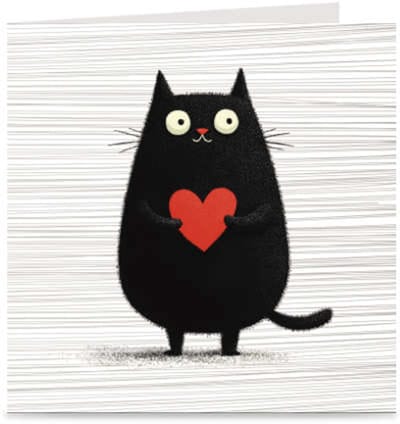 KAT MET HARTJE | blanco kaart / wenskaart met envelop | liefde