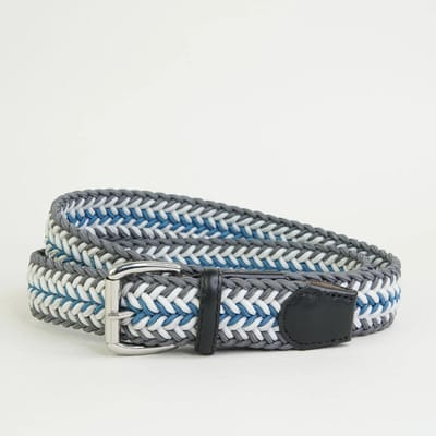 Herenriem Sheringham, Grijs / Lichtgrijs / Blauw, Elastisch, Chevron geweven, 32mm Sophos lifestyle Maat Medium (89 - 94cm)