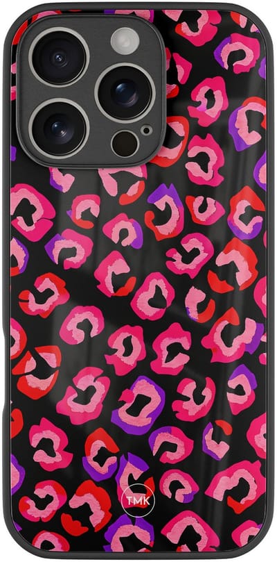 Hoesje geschikt voor Apple iPhone 16 Pro - Luipaard neon - Multi - TPU luxe case (glossy toplaag) - Luipaardprint - Hardcase backcover zwart