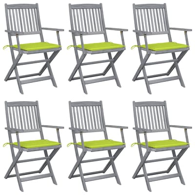 vidaXL - Inklapbare - stoelen - 6 - st - met - kussens - massief - acaciahout