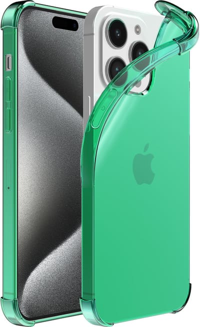 Smartphonica Telefoonhoesje geschikt voor iPhone 15 Pro - Transparant Shockproof siliconen Hoesje met Stootrand – Groen geschikt voor iPhone 15 Pro