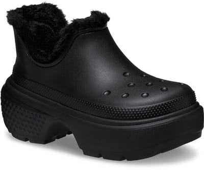 Crocs Stomp Lined Shorty Boot - Dames Botten - Gevoerd - Platform - Zwart/Zwart