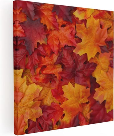 Artaza Canvas Schilderij Herfstblad - 30x30 cm - Klein - Muurdecoratie Natuur - Wanddecoratie Woonkamer - Schilderijen Op Canvas