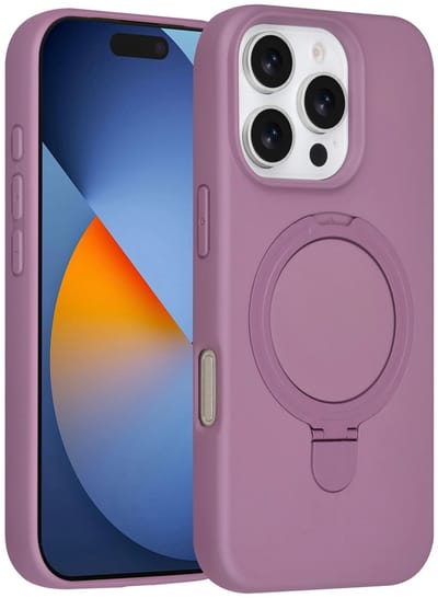 Backcover Hoesje Geschikt voor: iPhone 16 Pro Volledig Dekkende Schokbestendige Siliconen Backcover met Ringstandaard – 360° Bescherming - Sunset Purple