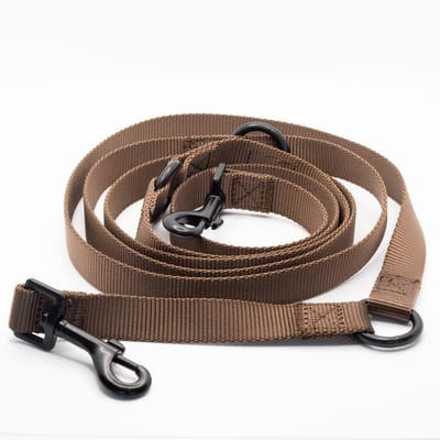 Nylon handsfree riem bruin - 240 cm x 2,5 cm - honden riem - handsfree riem hond - verstelbaar - gepersonaliseerd - hondenriemen - halsband - hond - hondenhalsband met naam - halsbanden, riemen & tuigen - Trimmi