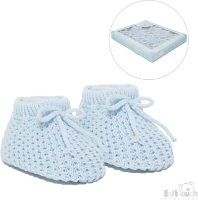 Soft Touch Babyslofjes New Born 0-3 Maanden Jongens Blauw Verzonden als afbeelding met vooorgevormde inleg (pakket!)