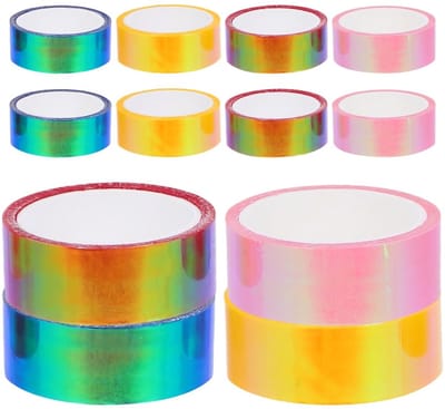 Kleurrijke Waterdichte Plakband Rollen - 12 Stuks Hoge Viscositeit voor Cadeauverpakking, Scrapbooking en DIY Creatieve Projecten