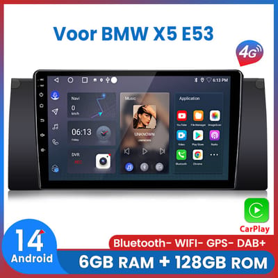 Awesafe 6+128GB Autoradio - Geschikt Voor BMW 5 serie X5 E53 E39 - 8 Kern V1PRO Versie - Draadloos Apple Carplay & Android auto - 4G WIFI GPS Navigatie - Ondersteuning invoegen 4G SIM